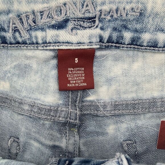 Arizona Jeans Shortie Shorts Womens Juniors Size 5 Light Wash Embroidered - Picture 3 of 6